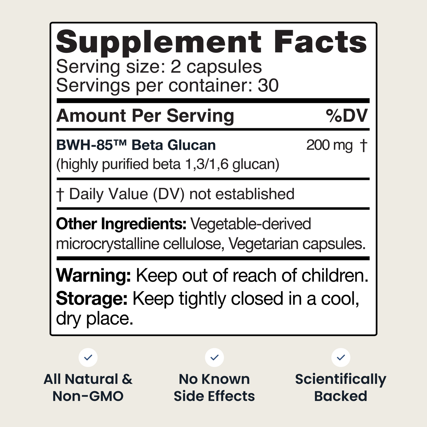 BWH-85® Beta Glucan 100mg